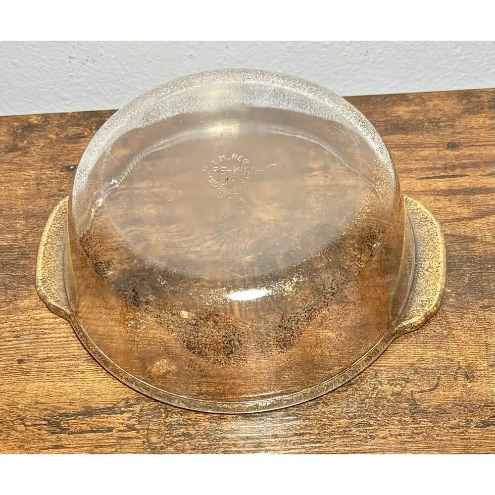 Vintage Fire King Clear Gold Speckled 2Qt Casserole Dish Made in USA